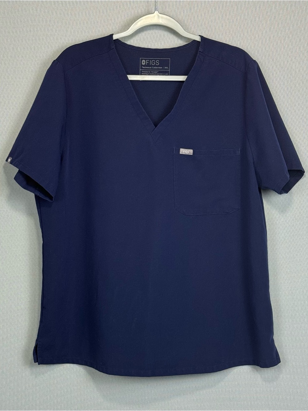 Figs Scrub Top Womens XXL Blue Catarina One Pocket V-Neck Technical Collection